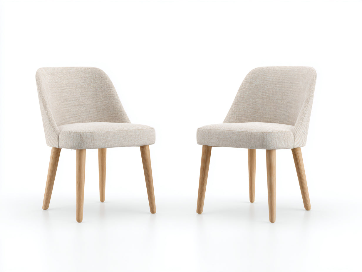 Sillas de comedor tapizadas de tela 52x56x80 cm - beige y roble natural - juego de 2 para comedor