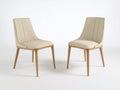 Sillas de comedor de piel sintética 48x55x88 cm - beige claro y madera natural - estilo moderno para comedor en set de 2