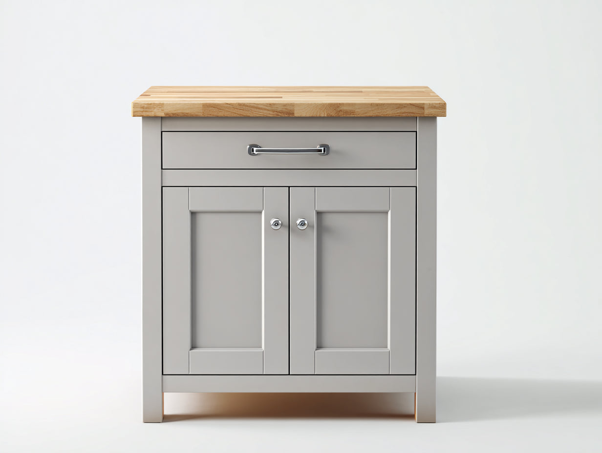Aparadores de madera manufacturada 85x40x90 cm gris con encimera efecto madera natural 2 puertas y 1 cajón para comedor estilo clásico