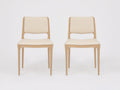 Sillas de comedor de madera y piel sintética 48x52x82 cm - beige claro y madera natural - estilo nórdico para comedor en juego de 2