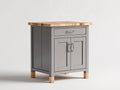 Aparadores de madera 80x45x88 cm - gris cálido y madera natural - estilo rústico para comedor con 2 puertas y 1 cajón