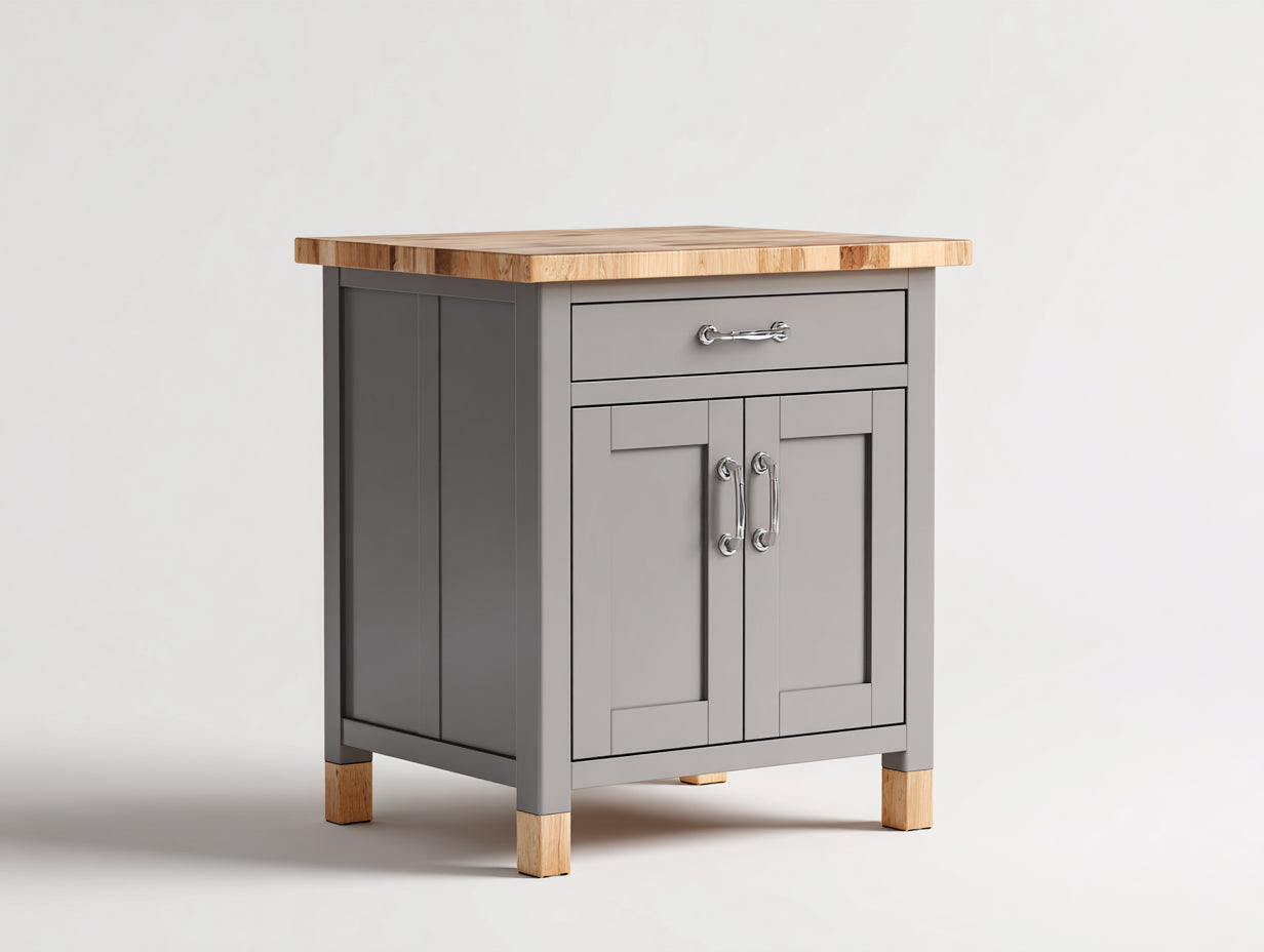 Aparadores de madera 80x45x88 cm - gris cálido y madera natural - estilo rústico para comedor con 2 puertas y 1 cajón