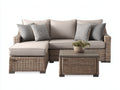 Sofás de exterior de ratán sintético 240x160x75 cm - Beige-Gris - conjunto modular con mesa