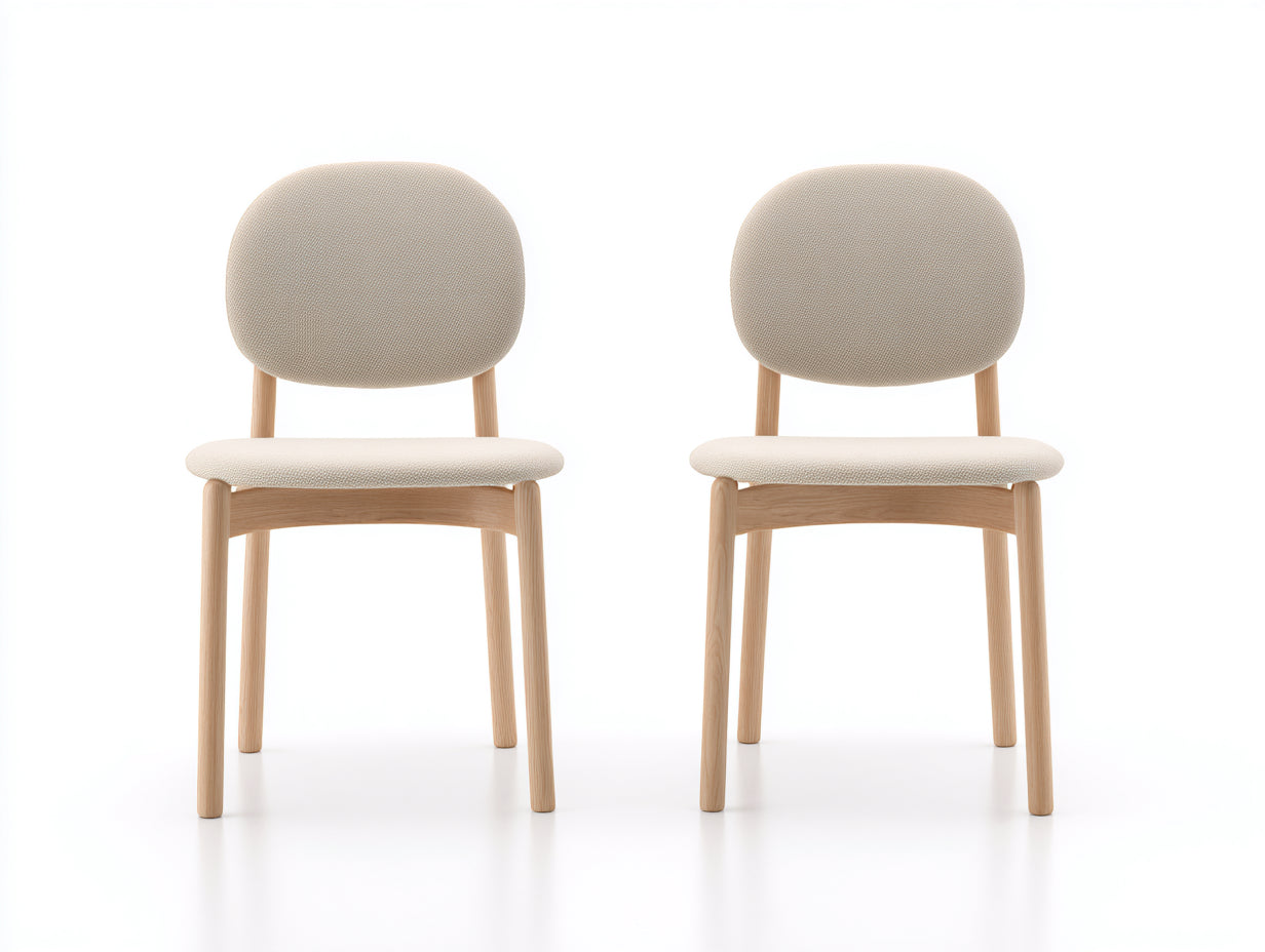 Sillas de comedor tapizadas en tela 48x54x84 cm beige con estructura de madera natural para comedor estilo nórdico