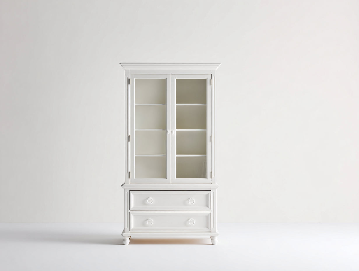 Vitrinas de madera con 2 puertas de vidrio 90x40x180 cm - blanco - diseño clásico para salón y comedor