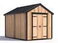 Casetas de jardín de madera 320x240x250 cm - madera natural-negro - tejado a dos aguas para exterior