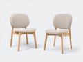 Sillas de comedor tapizadas de tela 53x55x79 cm - beige y roble natural - juego de 2 con respaldo redondeado