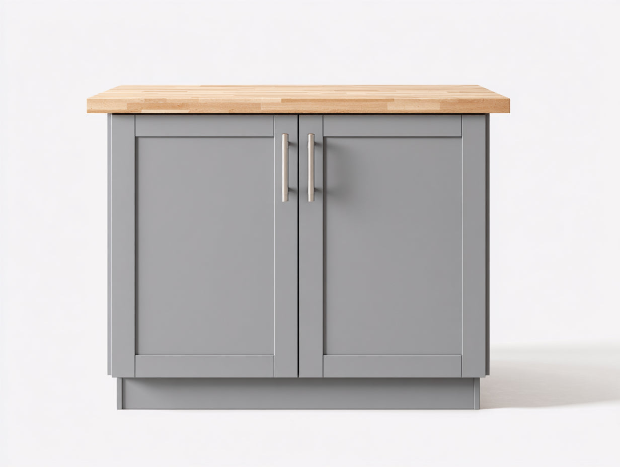Aparadores de madera 100x45x85 cm - gris medio y madera natural - estilo moderno para comedor con 2 puertas