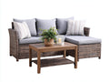 Sofás de exterior de ratán trenzado 220x150x75 cm - marrón y gris - con mesa de centro