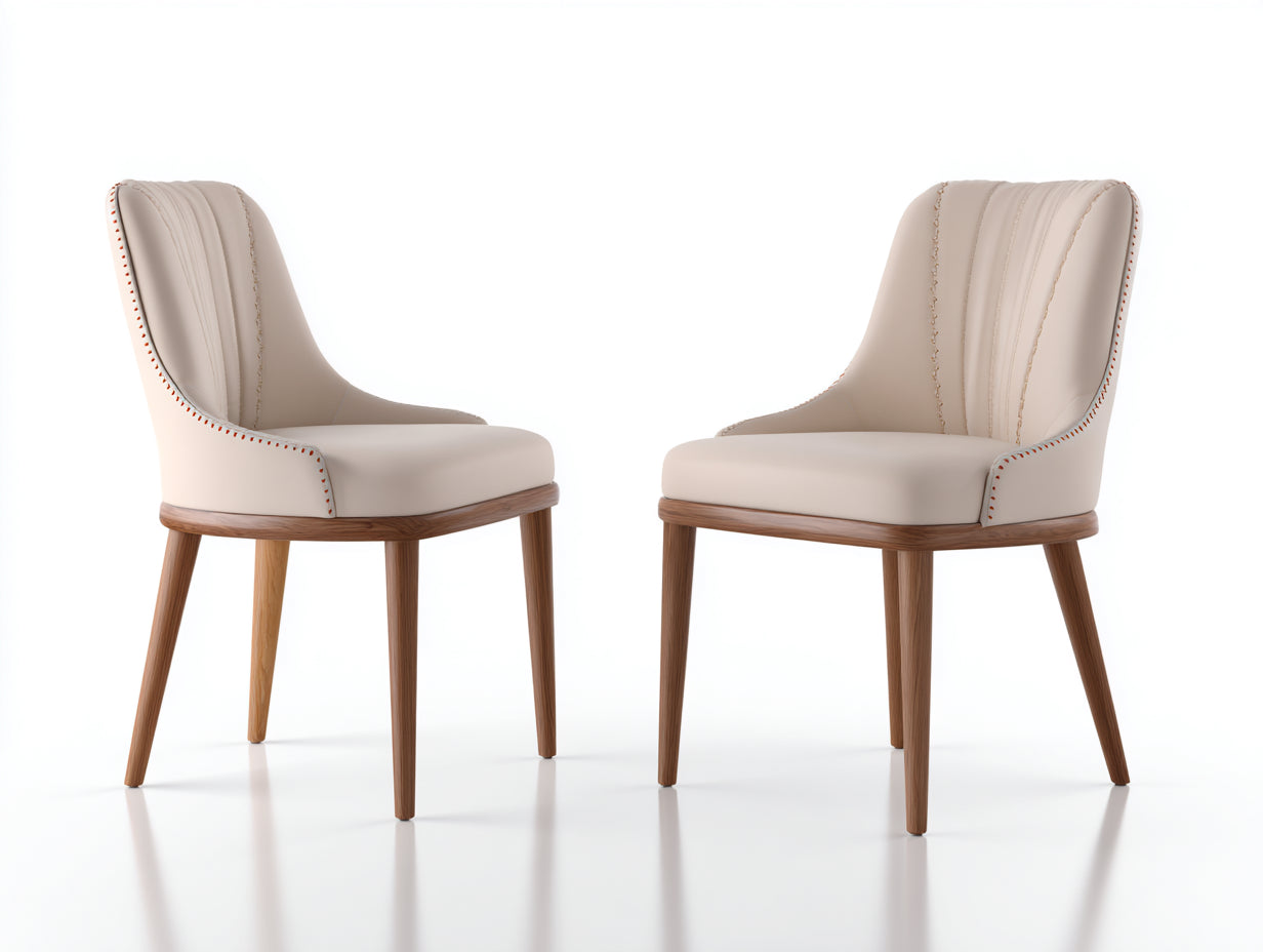 Sillas de comedor tapizadas 55x58x83 cm - beige y roble natural - juego de 2 con respaldo curvo