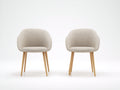 Sillas de comedor tapizadas 55x55x78 cm - beige y madera natural - juego de 2 estilo moderno