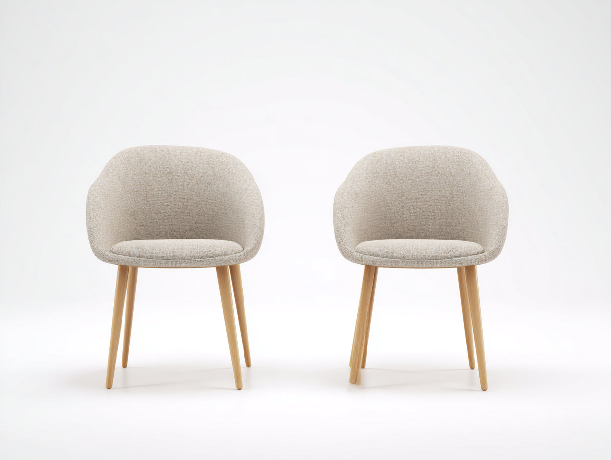 Sillas de comedor tapizadas 55x55x78 cm - beige y madera natural - juego de 2 estilo moderno