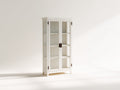 Vitrinas de madera manufacturada y vidrio 88x40x185 cm blanco con 2 puertas acristaladas para salón y comedor estilo clásico
