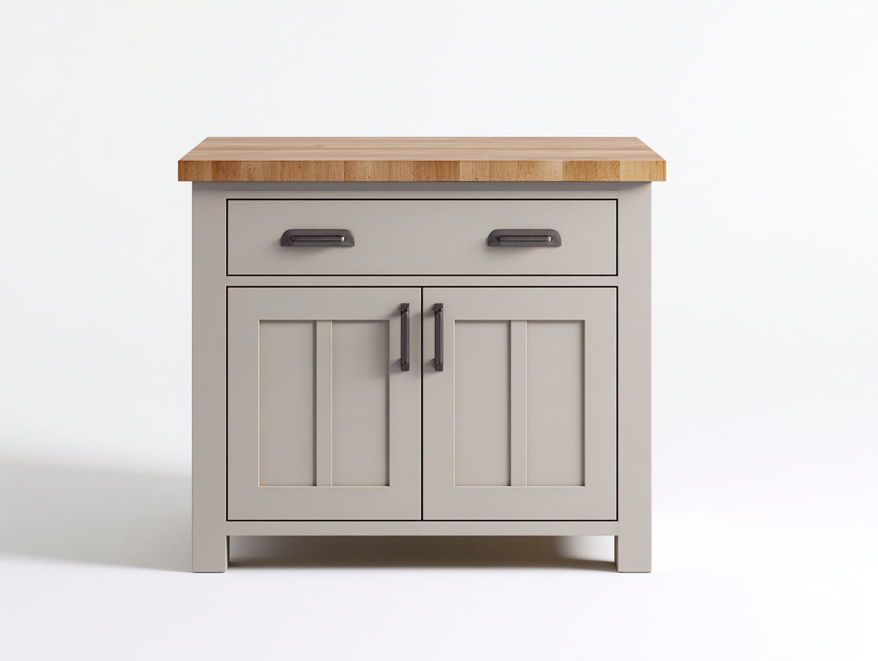 Aparadores de madera manufacturada 90x40x88 cm - Gris topo y madera natural - Diseño moderno para comedor