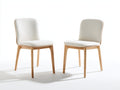 Sillas de comedor tapizadas en tela 49x56x85 cm crema con estructura de madera natural para comedor estilo nórdico