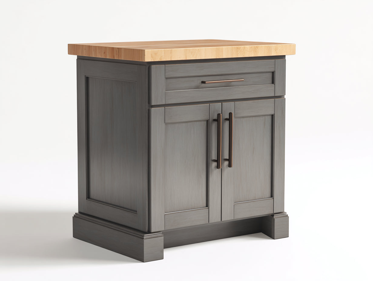 Aparadores de madera manufacturada 82x42x92 cm gris oscuro con encimera efecto madera natural 2 puertas y 1 cajón para comedor estilo clásico