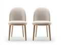 Sillas de comedor tapizadas 50x55x82 cm - beige y madera natural - juego de 2 estilo nórdico