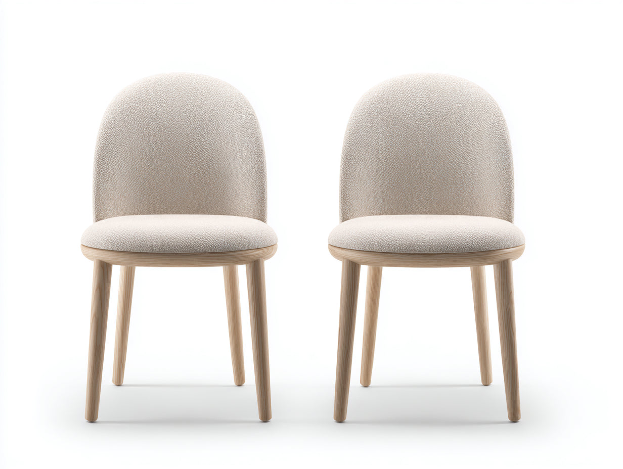 Sillas de comedor tapizadas 50x55x82 cm - beige y madera natural - juego de 2 estilo nórdico