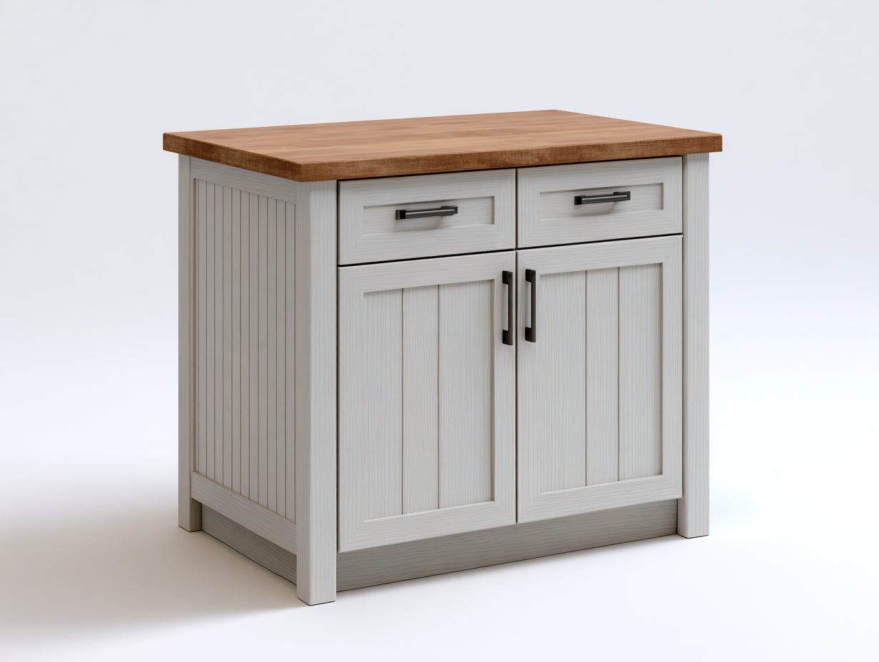 Aparadores de madera 100x40x90 cm - blanco y madera natural - estilo rústico con 2 cajones