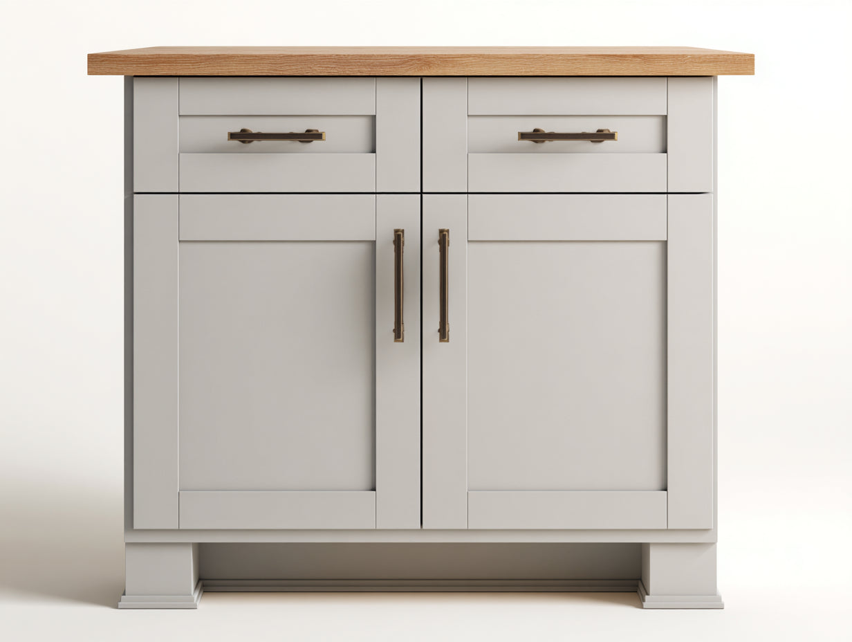 Aparadores de madera 105x42x95 cm - beige claro y madera natural - estilo rústico para comedor con 2 puertas y 2 cajones