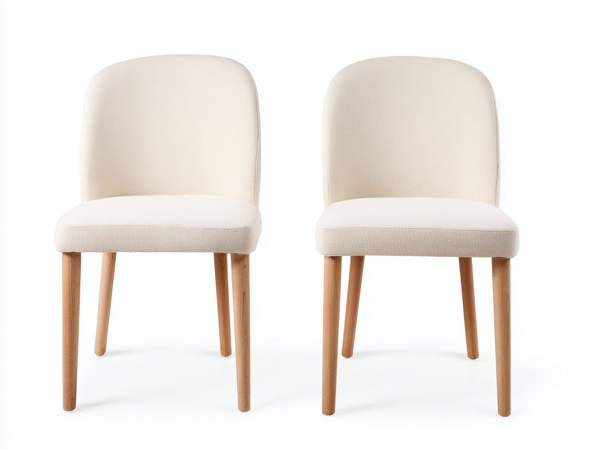 Sillas de comedor tapizadas 50x55x82 cm - beige y madera natural - juego de 2 estilo moderno