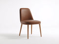 Sillas de comedor de piel sintética 48x55x85 cm - marrón y madera natural - estilo moderno para comedor