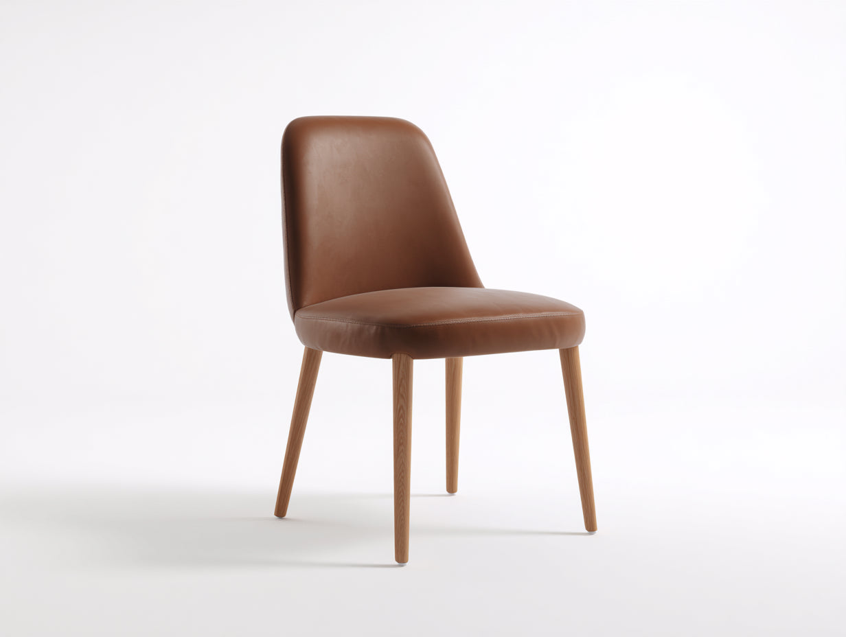 Sillas de comedor de piel sintética 48x55x85 cm - marrón y madera natural - estilo moderno para comedor