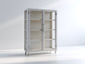 Vitrinas de metal y vidrio 105x42x175 cm blanco con 2 puertas acristaladas para salón y comedor estilo moderno