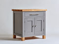 Aparadores de madera 90x40x85 cm - gris y roble natural - con 2 puertas y 1 cajón para salón