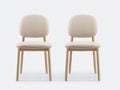 Sillas de comedor de madera y tela 48x52x83 cm - beige claro y madera natural - estilo nórdico para comedor en juego de 2